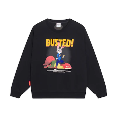 Li-Ning Disney Collab Letter Cartoon Print Crewneck Sweatshirt Unisex Black AWDT343-2