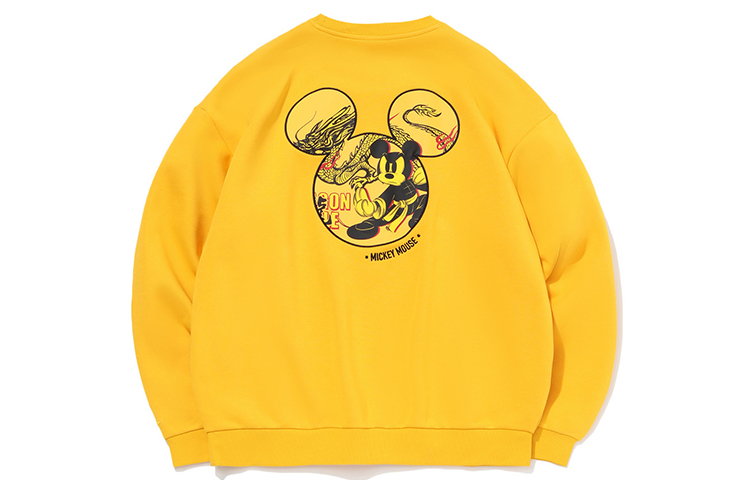 Li-Ning Disney Collaboration Crewneck Pullover Sweatshirt Oil Yellow Unisex AWDQB76-2