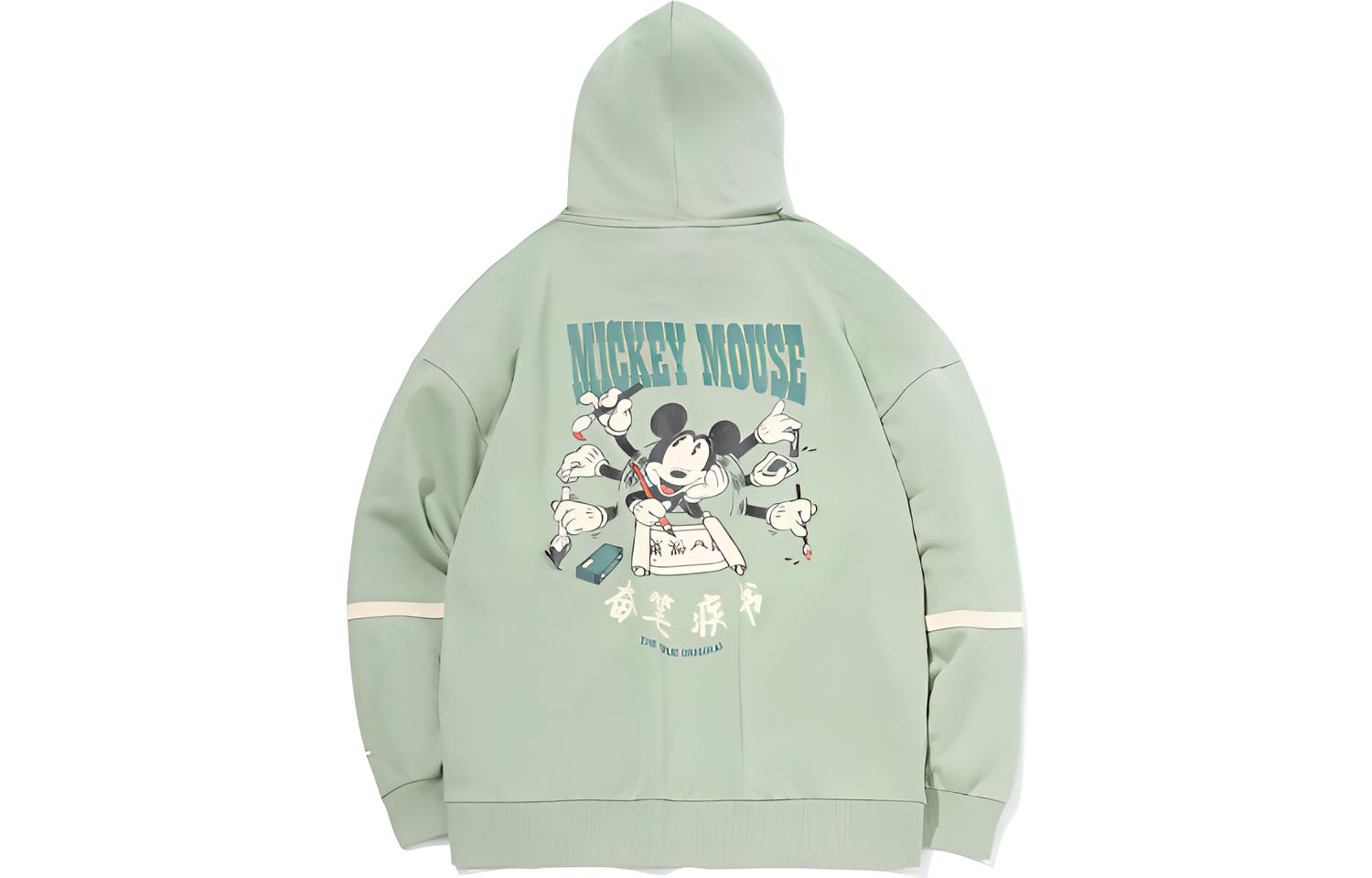 Li-Ning Disney Green Loose Fit Pullover Hoodie Long Sleeve Sportswear AWDR121-2
