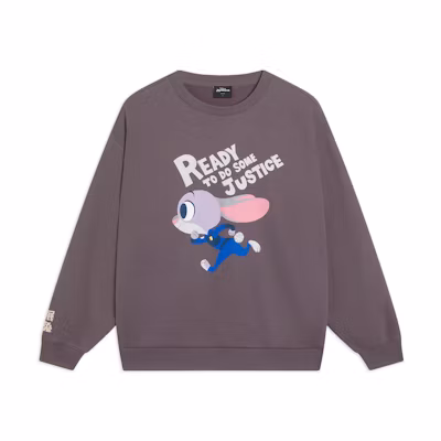 Li-Ning Disney Letter Cartoon Graphic Fleece Sweatshirt Brown Unisex AWDT333-2