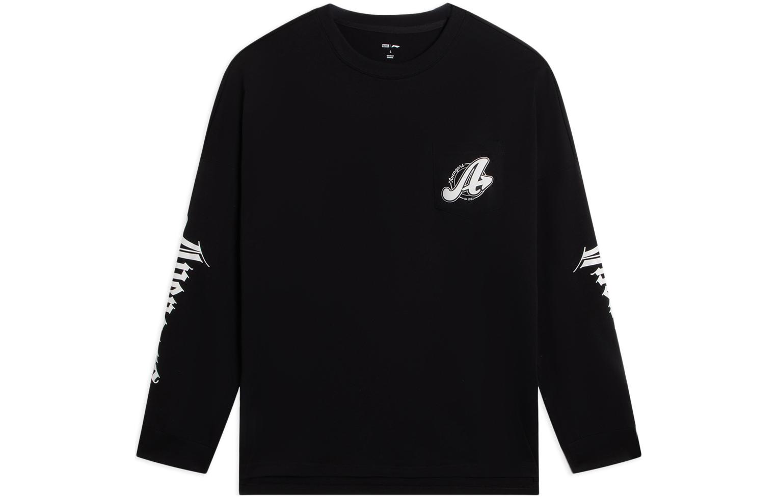 Li-Ning Disney Logo Print Cotton Crewneck Sweatshirt Unisex Black AHSSE29-2