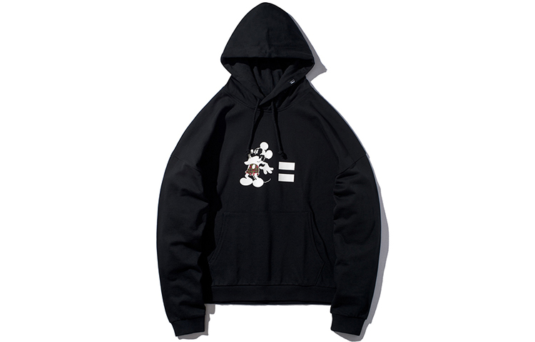 Li-Ning Disney Mickey Hoodie Black - Loose Fit Windproof Pullover AWDP255-1