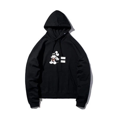 Li-Ning Disney Mickey Hoodie Black - Loose Fit Windproof Pullover AWDP255-1