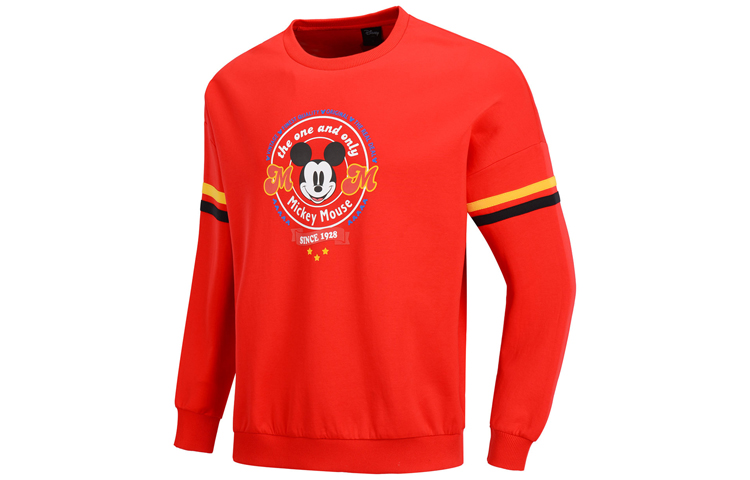 Li-Ning Disney Mickey Red Crewneck Pullover Sweatshirt Men AWDNB79-2