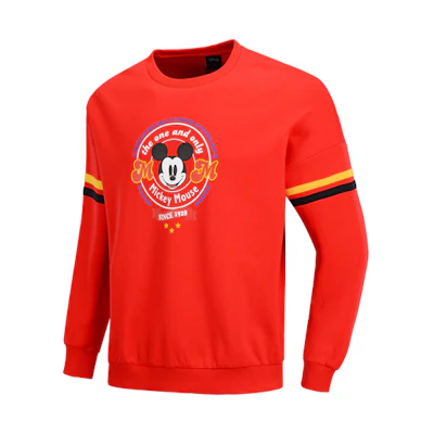 Li-Ning Disney Mickey Red Crewneck Pullover Sweatshirt Men AWDNB79-2