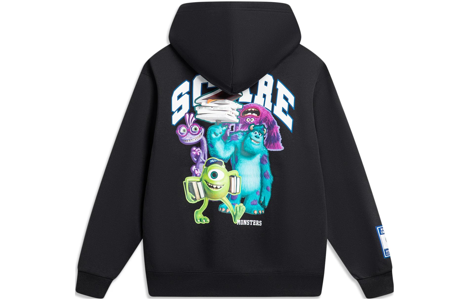Li-Ning Disney Monsters University Fleece Hoodie Black Unisex AWDT815-1