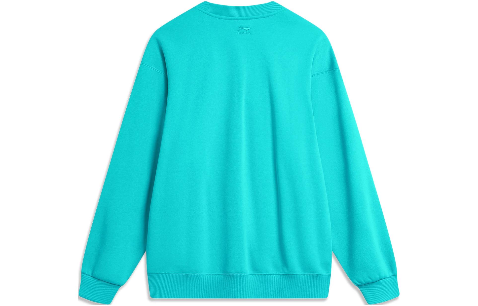 Lookbook Li-Ning x Disney Monsters University Print Fleece Pullover Sweatshirt Ice Green AWDT813-4