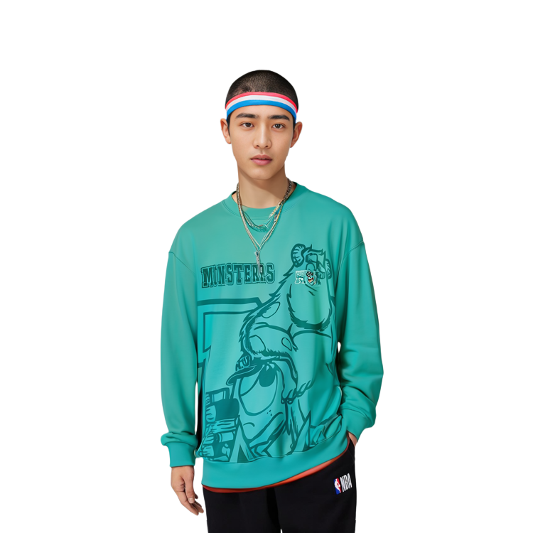 Details for Li-Ning x Disney Monsters University Print Fleece Pullover Sweatshirt Ice Green AWDT813-4