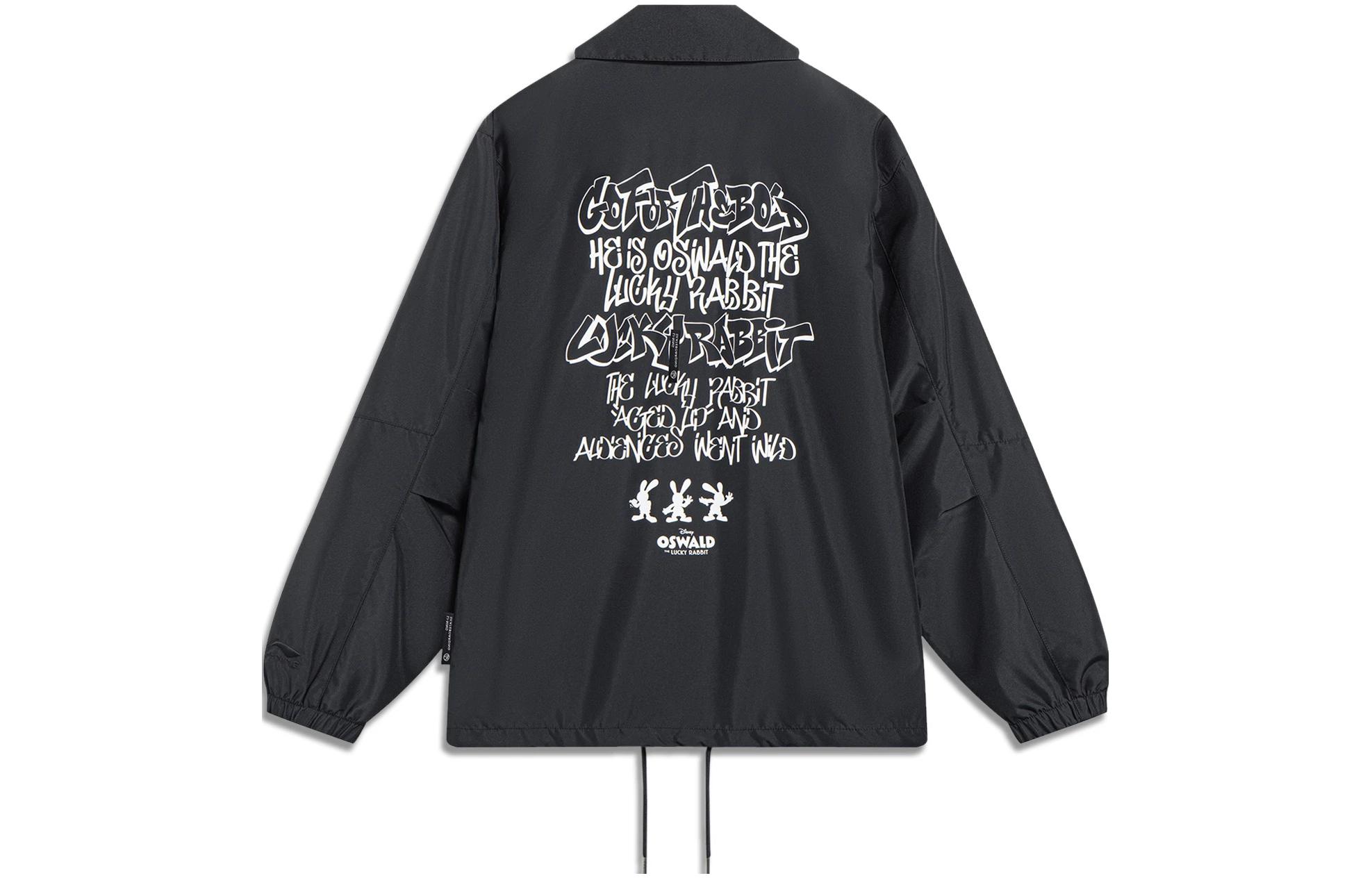 Li-Ning Disney Oswald Series Black Relaxed Fit Jacket with Back Print AFDT305-2