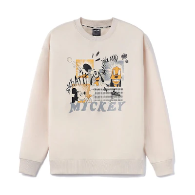 Li-Ning Disney Pink Cartoon Print Fleece Crewneck Sweatshirt Unisex AWDR685-6
