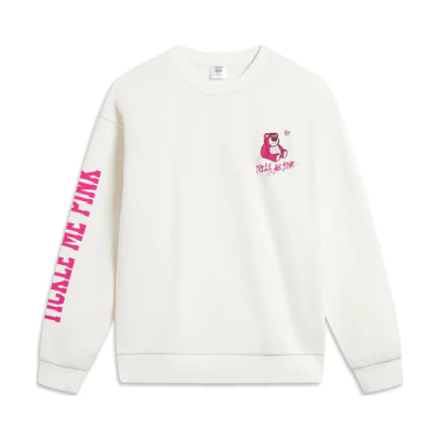Li-Ning Disney Pixar Lotso Fleece Cartoon Graphic Unisex Pullover - Off-White AWDTE49-2