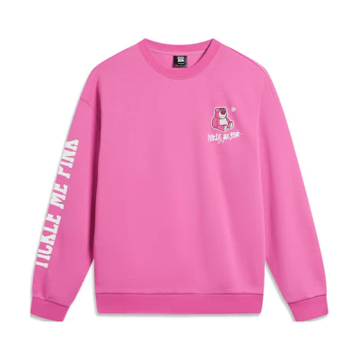 Li-Ning Disney Pixar Lotso Strawberry Cartoon Fleece Sweatshirt Purple Unisex AWDTE49-3