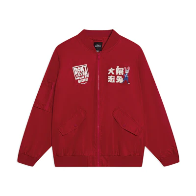 Li-Ning Disney Red Cartoon Rabbit Letter Long-Sleeve Jacket Unisex Couple Style AJDT319-1