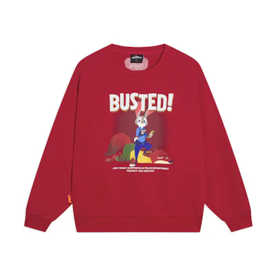 Li-Ning Disney Red Crewneck Sweatshirt with Cartoon Print (Unisex) AWDT343-1