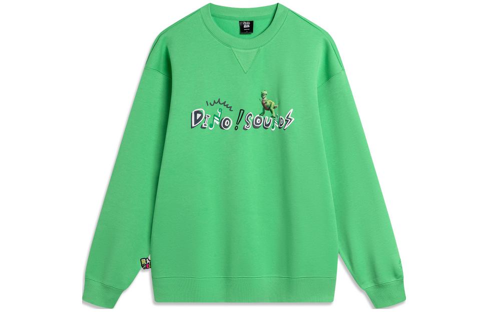 Li-Ning x Disney Rex Series Oversized Crewneck Fleece Sweatshirt Secret Green Unisex AWDU497-5