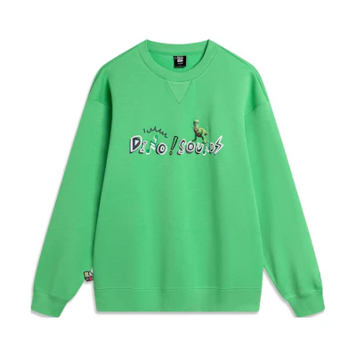 Li-Ning Disney Rex Series Oversized Crewneck Fleece Sweatshirt Secret Green Unisex AWDU497-5