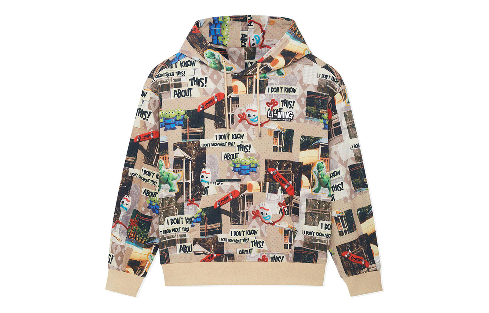 Li-Ning Disney Skate Series Unisex Beige Animal Print Hoodie AWDS577-1