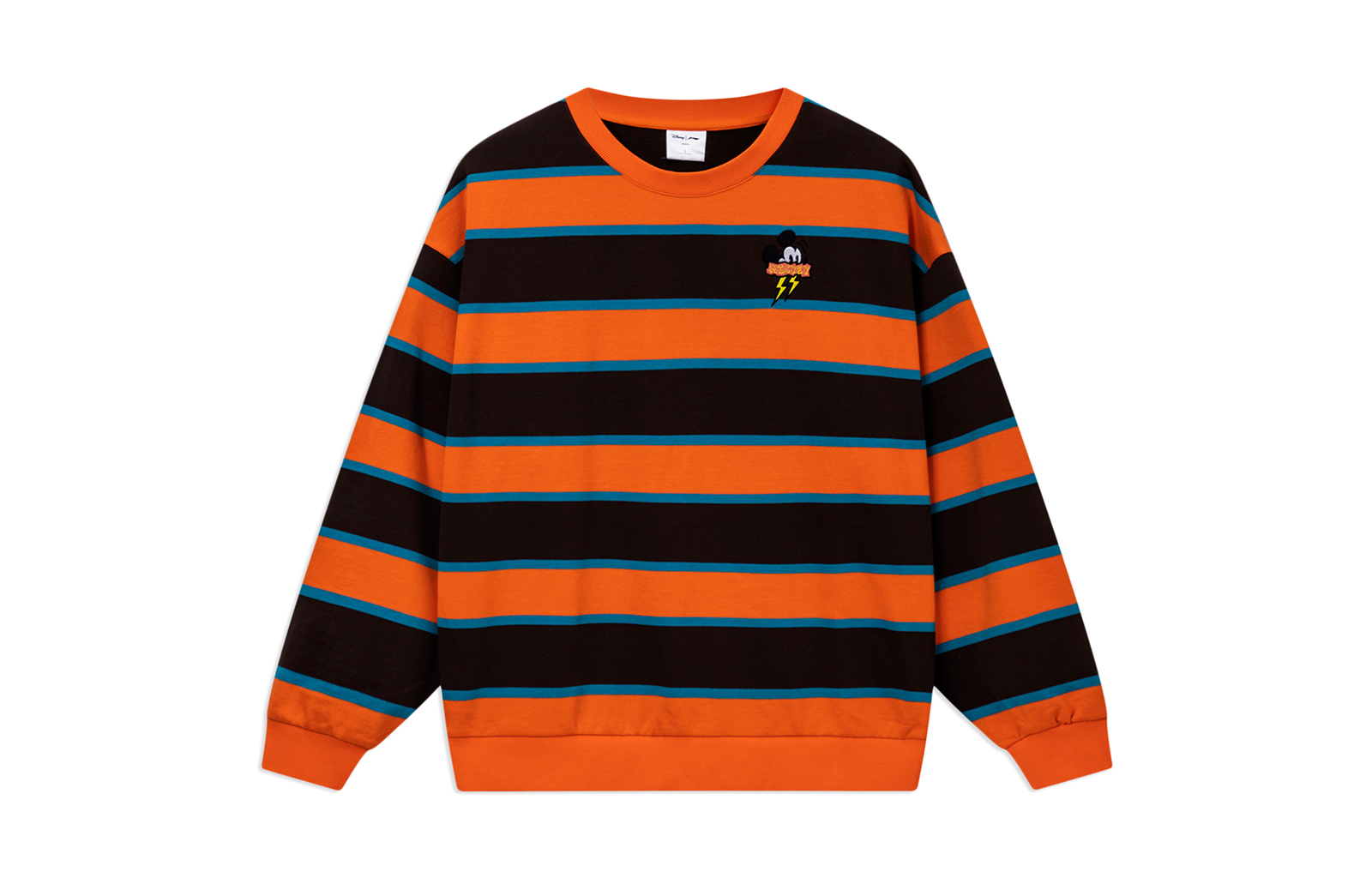 Li-Ning Disney Striped Cartoon Print Loose Pullover Sweatshirt Orange Unisex AWDS601-3