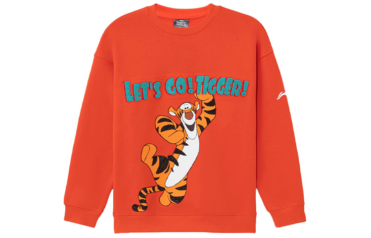 Li-Ning Disney Tigger Collection Printed Loose Fit Crewneck Sweatshirt Orange AWDRH37-3