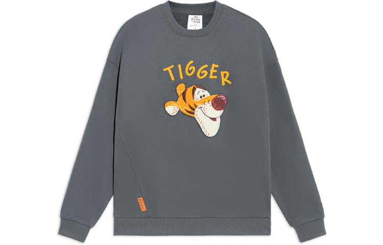 Li-Ning Disney Tigger Embroidered Crewneck Sweatshirt Unisex Thunder Grey AWDS549-1