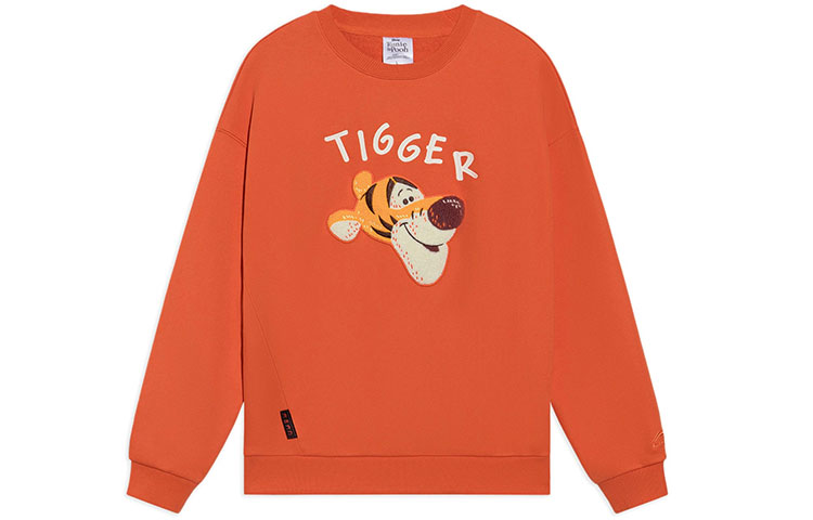 Li-Ning Disney Tigger Embroidered Oversized Crewneck Sweatshirt Orange Unisex AWDS549-4