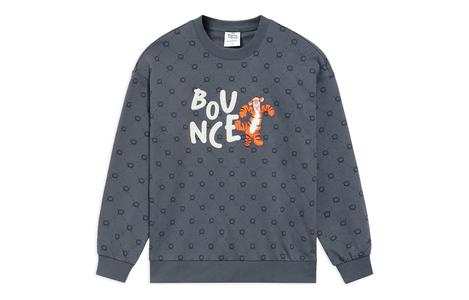 Li-Ning Disney Tigger Graphic Crewneck Sweatshirt Grey Unisex Casual Style AWDS557-3