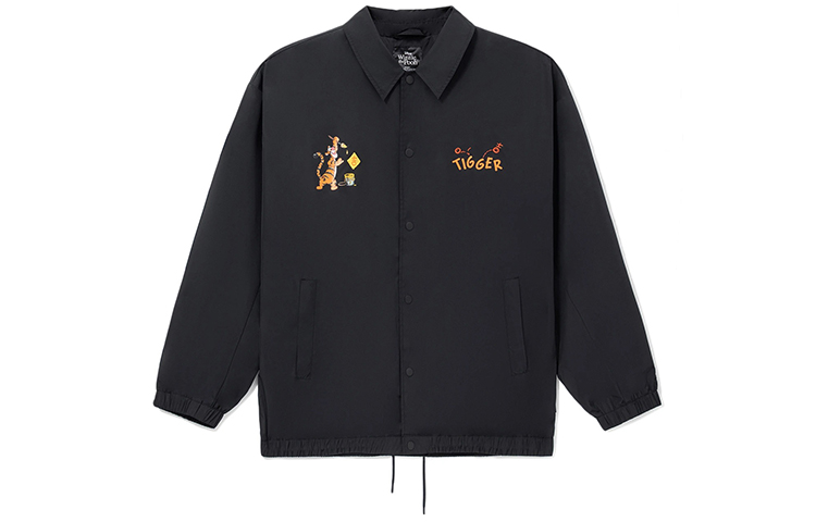 Li-Ning Disney Tigger Series Cartoon Print Polo Jacket Unisex Black AJDS323-1