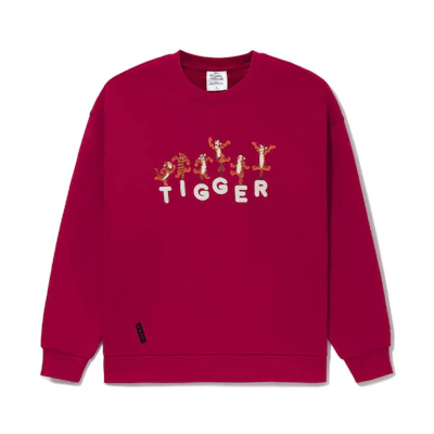 Li-Ning Disney Tigger Series Cartoon Print Red Pullover Sweatshirt Unisex AWDS547-3