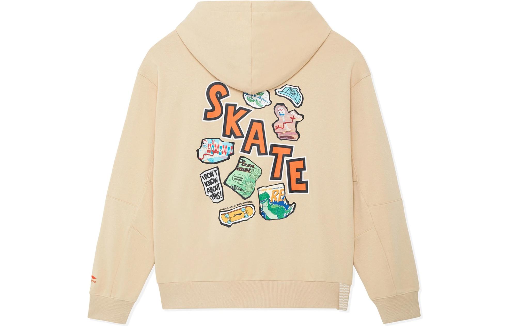 Li-Ning Disney Toy Story FW22 Beige Loose-Fit Hoodie Unisex with Cartoon Patch AWDS579-4