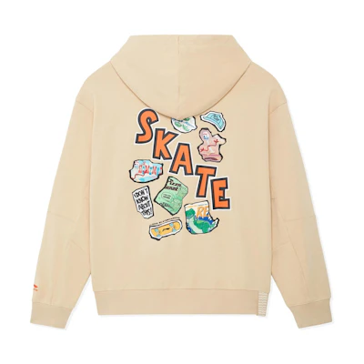 Li-Ning Disney Toy Story FW22 Beige Loose-Fit Hoodie Unisex with Cartoon Patch AWDS579-4