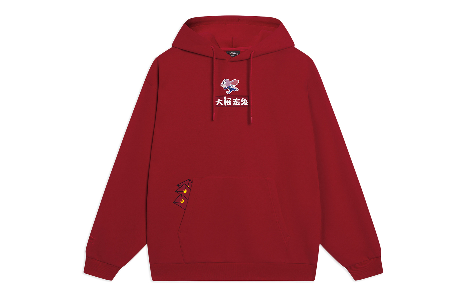 Li-Ning Disney Zootopia Series Red Hoodie with Cartoon Graphics-Unisex AWDT345-1