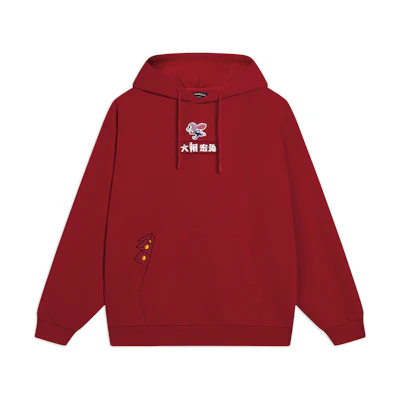 Li-Ning Disney Zootopia Series Red Hoodie with Cartoon Graphics-Unisex AWDT345-1