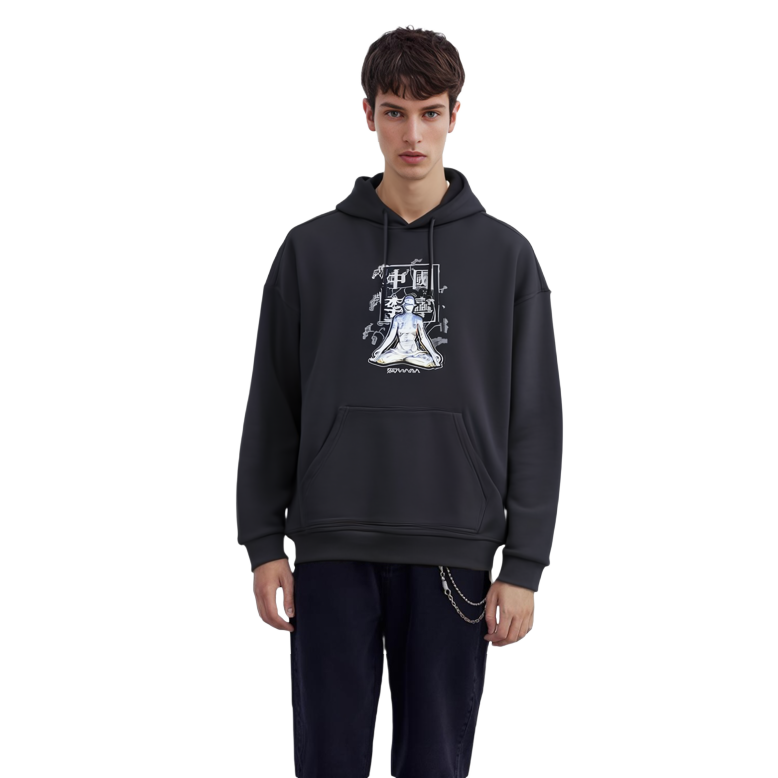 Details for Li-Ning x Hajime Sorayama Basketball Hoodie Black Printed Oversized Fit AWDR643-2
