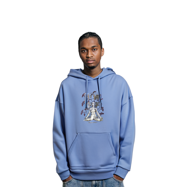 Shop Li-Ning x Hajime Sorayama Basketball Hoodie Blue Loose Fit Pullover AWDR643-1