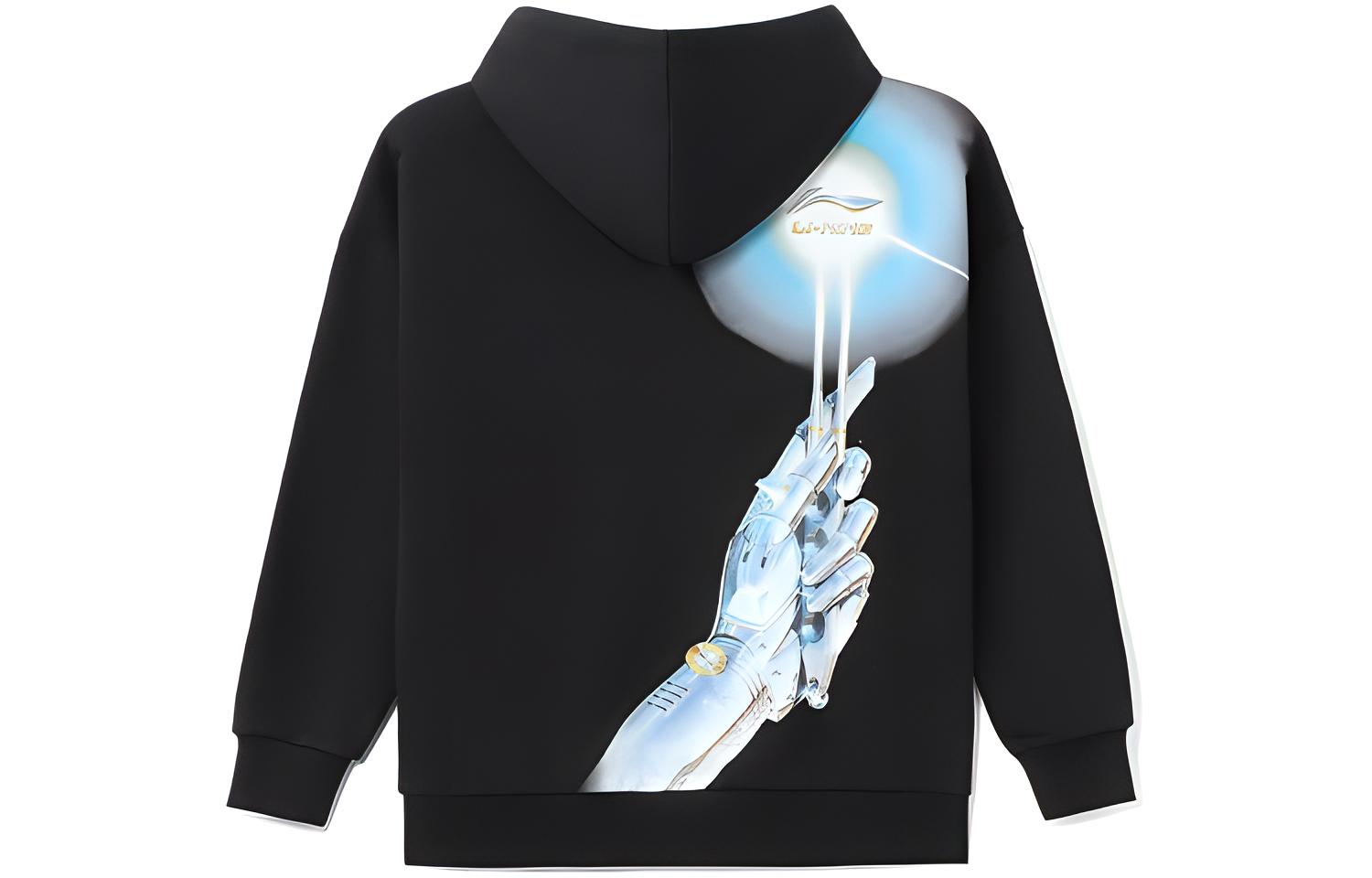 Li-Ning Hajime Sorayama Graphic Hoodie Black - Unisex Streetwear Style AWDRF57-1