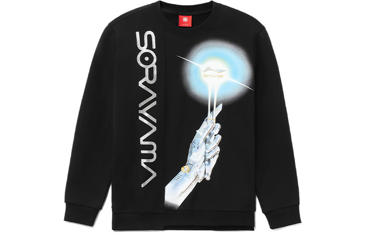Li-Ning Hajime Sorayama Mechanical Torch Print Crewneck Sweatshirt Black Unisex AWDRF55-1