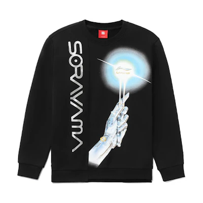 Li-Ning Hajime Sorayama Mechanical Torch Print Crewneck Sweatshirt Black Unisex AWDRF55-1