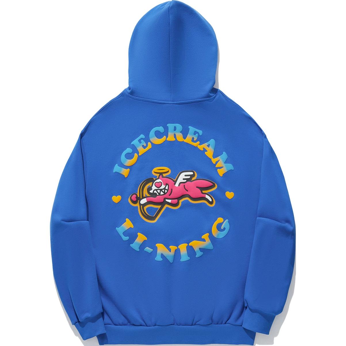 Li-Ning ICECREAM Printed Hoodie Unisex Blue - Breathable & Comfortable Fit AWDU843-4