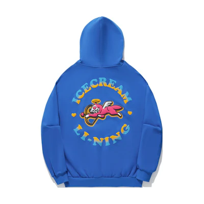 Li-Ning ICECREAM Printed Hoodie Unisex Blue - Breathable & Comfortable Fit AWDU843-4