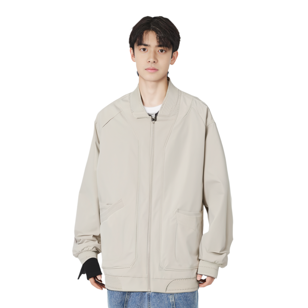 Shop Li-Ning x Jackie Chan Kung Fu Series Oatmeal Gray Zip Jacket Loose Fit AFDUA47-1