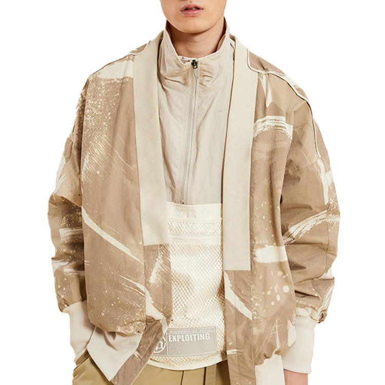 Details for Li-Ning x Jackie Chan Paris Fashion Week Loose Fit Jacket Men’s Beige Grey Print AJDQ407-1