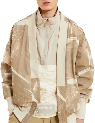 Li-Ning x Jackie Chan Paris Fashion Week Loose Fit Jacket Men’s Beige Grey Print AJDQ407-1 Details for Li-Ning x Jackie Chan Paris Fashion Week Loose Fit Jacket Men’s Beige Grey Print AJDQ407-1