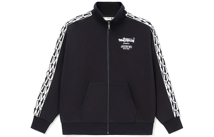 Li-Ning Jason Wu Embroidered Letter Oversized Track Jacket Black Unisex AWDRH04-1