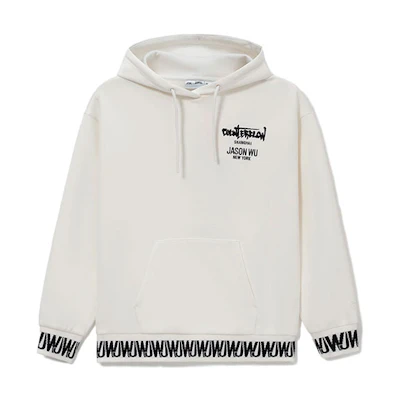 Li-Ning Jason Wu Hoodie Embroidered Logo Off-White Unisex Casual Style AWDRH10-2