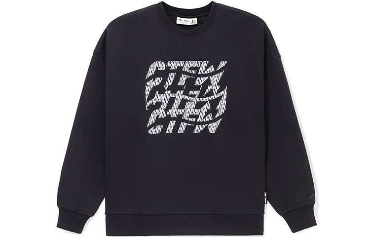 Li-Ning Jason Wu Letter Print Oversized Crewneck Sweatshirt Black Unisex AWDRH08-2