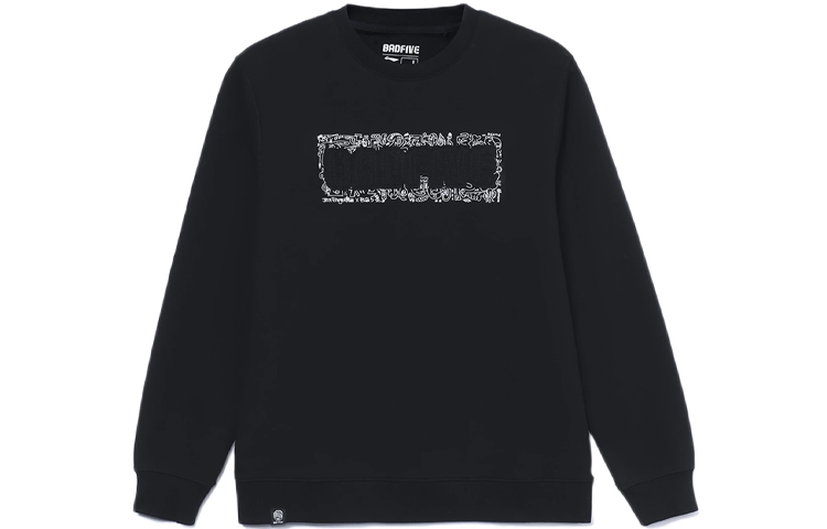 Li-Ning Jon Burgerman Graffiti Artist Collab Loose Black Long Sleeve Sweatshirt Men AWDR769-3
