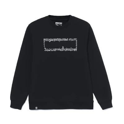 Li-Ning Jon Burgerman Graffiti Artist Collab Loose Black Long Sleeve Sweatshirt Men AWDR769-3