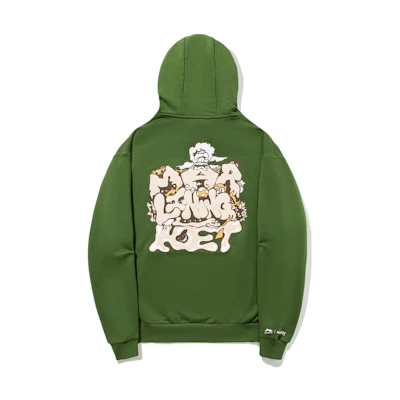 Li-Ning MARKET Cartoon Print Hoodie Green-Unisex Pullover Casual Fit AWDT915-3
