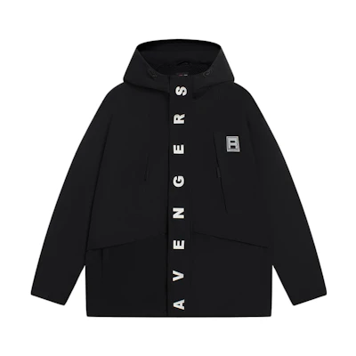 Li-Ning Marvel Black Hidden Zipper Hoodie Jacket with Letter Print AFDSC93-2