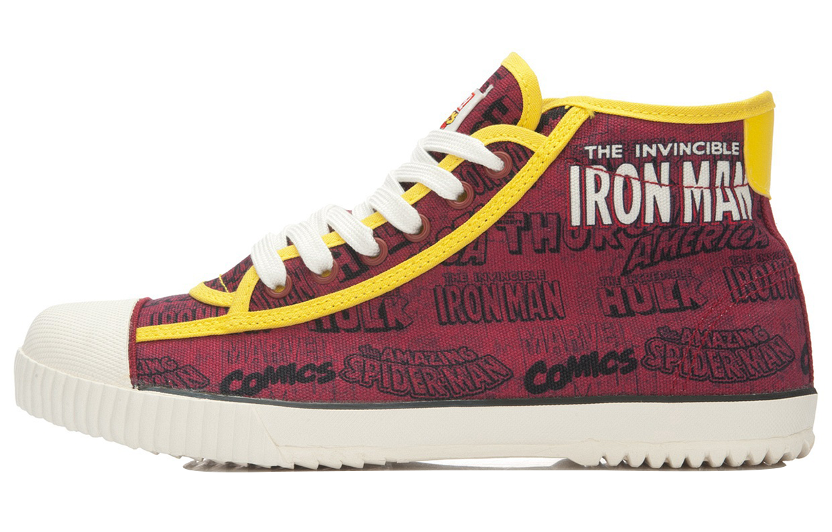 Li-Ning x MARVEL Iron Classic Mid Canvas Shoes 'Dark Red Yellow' ALAK089-3